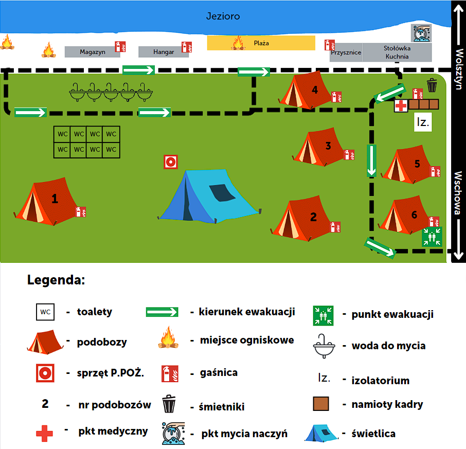 Mapa bazy obozowej w Lginiu.